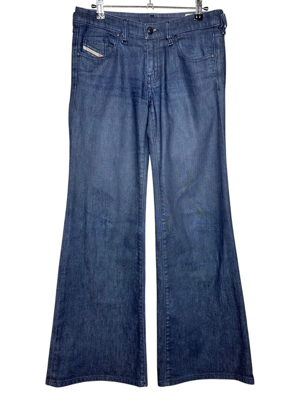 Diesel YBO Wide Leg Baggy Flare Denim Jeans Y2K Dark Wash Size 26x32
